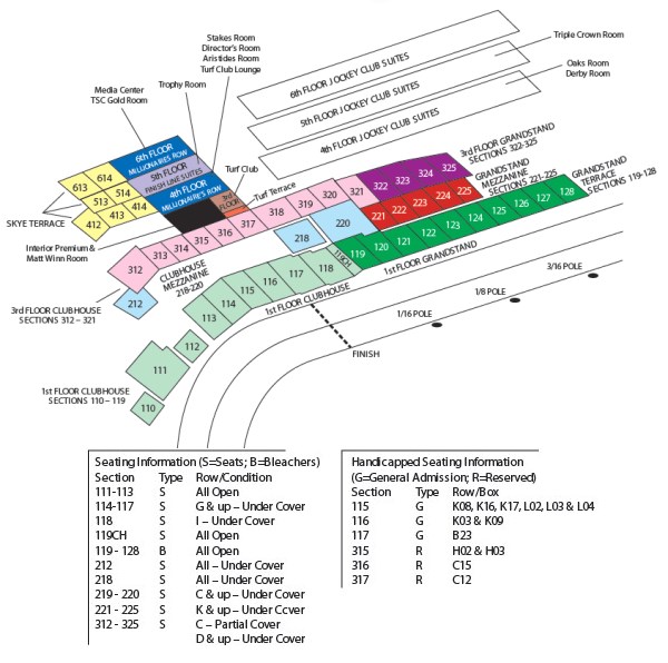Diagram of Churchhill Downs seating for the Kentucky Derby